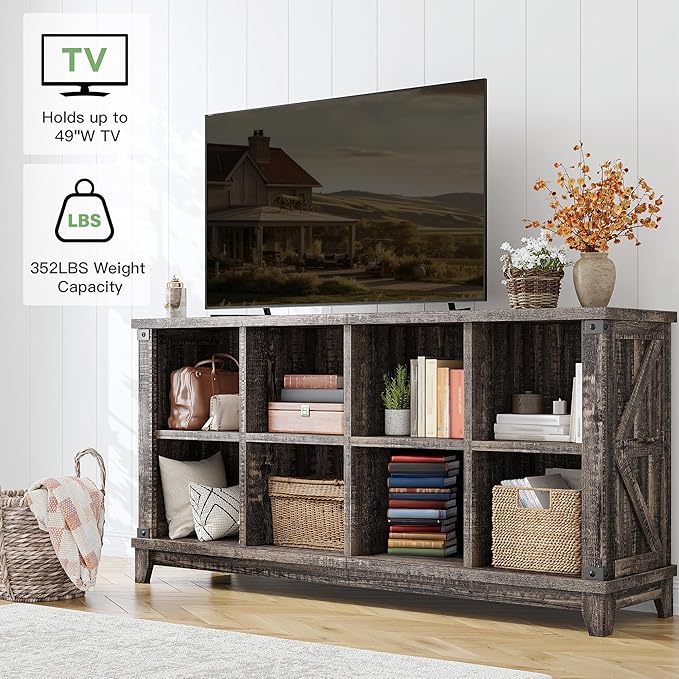 EnHomee 8 Cube Storage Organizer and Shelves, Cube Shelf Bookshelf for Home and Bedroom, Black Oak