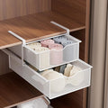 Underwear Drawer Organizer for Closet, Hanging Pull-Out Bra Sock Lingerie Storage Basket - Double-Layer Mesh Undergarment Org