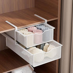 Underwear Drawer Organizer for Closet, Hanging Pull-Out Bra Sock Lingerie Storage Basket - Double-Layer Mesh Undergarment Org