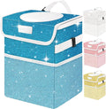 Car Trash Can for Car, Cute Mini Car Trash Bag with Lid, Glitter Car Garbage Can Bin Hanging for Back/Front Seat/Console, Waterproof, Leakproof, 2.5 Gallon, Blue Bling Sparkly