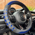 PINCTROT Large Size Race Grip Steering Wheel Cover, Anti Slip Silicone Perforated Design with Soft Touch Padding, Enhanced Grip for Sporty Driving 15.5-15.75 Inch (Racing Blue)