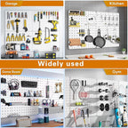 Peg Board, 110pcs Metal Pegboard Kit, Includes 4 Pack White Peg Board Panels with Accessories and Hook Locks, Large Heavy Dut