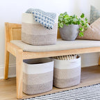 NaturalCozy Storage Cubes 11 Inch Cotton Rope Woven Baskets for Organizing, 3-Pack | Cube Storage Bin | Square Storage Basket
