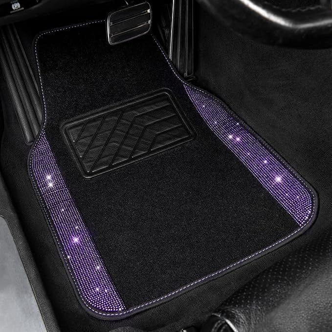 CAR PASS Bling Rhinestone Diamonds Car Seat Covers Leather Shining Rhinestone Car Floor mats Carpet with Anti-Slip Nibs Spark