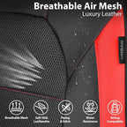 CAR PASS Leather Car Seat Covers Front Seats Only, with Air Mesh Front Seat Covers Breathable, Cool Automotive Seat Covers 2 