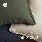 Foindtower Set of 2 Decorative Linen Fringe Throw Pillow Covers Cozy Farmhouse Cushion Cover with Tassels Accent Pillowcase f