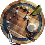 16-inch Wooden Lazy Susan Turntable Acacia Wood & Epoxy Resin Rotating Serving Tray Large Decorative Tray for Kitchen Cabinet