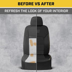 Cat FlexHybrid Car Seat Covers, Black Premium Faux Leather + Mesh Seat Covers for Cars Trucks SUV, Universal Fit Car Seat Cov