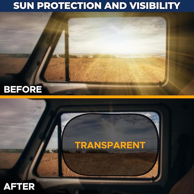 EcoNour Car Window Shade for Baby (4 Pack) | Cling Sun Shade for SUV, Van, RV, Bus & Pickup Truck | Sun Protection for Car Side Window | Sun Blocker Shade for Baby | X-Large 25" x 16"