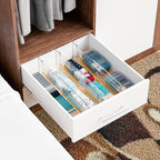 Yieach 4 Pack Clear Acrylic Drawer Divider 6 Inch High,Expandable from 14-20'',Adjustable Dresser Drawer Dividers for Baby Cl