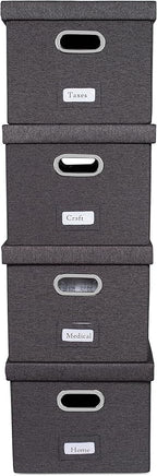 Internet's Best Collapsible File Storage Organizer with Lid - Decorative Linen Filing & Storage Office Box – Hanging Letter/L