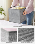 SONGMICS Storage Cubes, 11-Inch Non-Woven Fabric Bins with Double Handles, Set of 6, Closet Organizers for Shelves, Foldable,