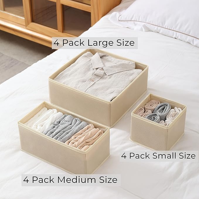 Fordonral 12 Pack Drawer Organizer Clothes, Foldable Fabric Dresser Organizer Closet Organizers and Storage Box for Underwear