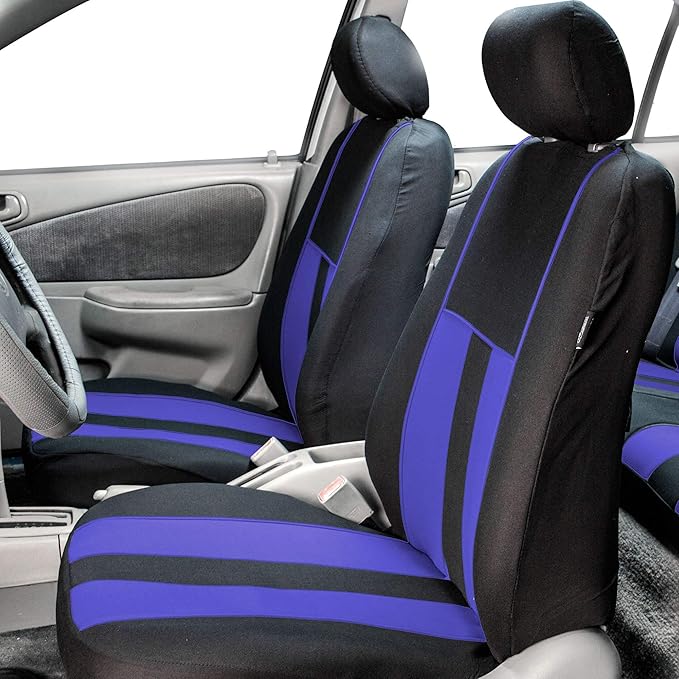 FH Group Car Seat Cover Front Set Striking Striped Car Seat Covers with Front Seat Covers and Rear Split Bench, Universal Fit