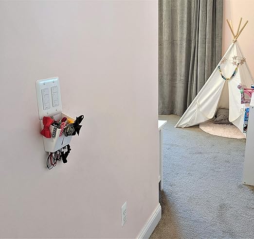The No Screwups Switch Pocket Wall Organizer and Key Hook (Black, 1-Pack): Installs in Seconds on Any Switch or Outlet with N