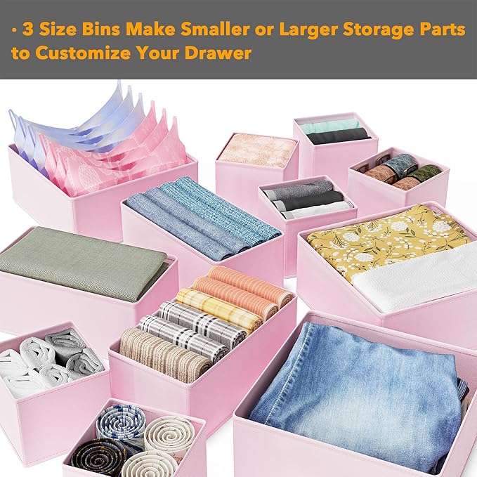 SpaceAid Drawer Organizer Clothes, 12 Pack Dresser Organizer Bins for Nursery, Closet Organization and Storage Dividers for C