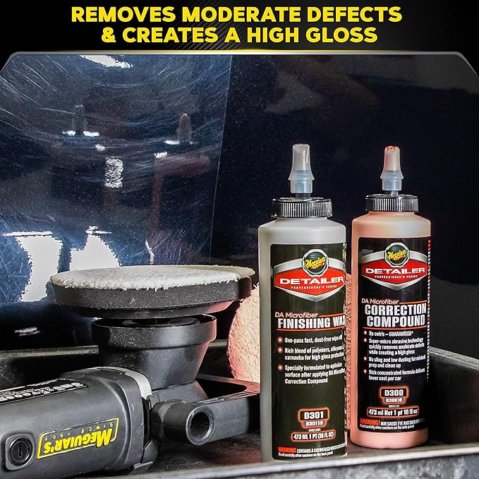 Meguiar's DA Microfiber Correction System 5" Starter Car Detailing Kit, Complete Paint Correction Kit with Cutting Discs, Backing Plate, Correction Compound, Finishing Wax, and More