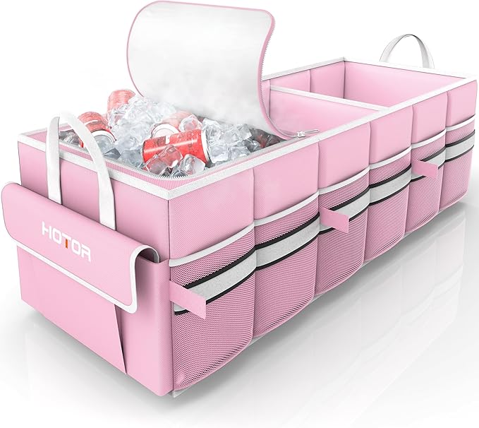 HOTOR Trunk Organizer - Car Organizer with Built-In Leakproof Car Cooler, Collapsible Trunk Organizer with Cooler for Car,