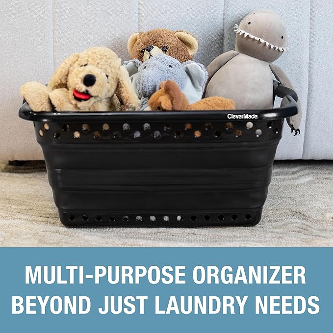 CleverMade Collapsible Laundry Baskets - 39L Foldable Large Collapsible Laundry Basket with Handles for Space Saving Storage,