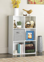 Whitmor 6 Cube Storage Organizer, 3 Tier Stackable MDF Wood Bookcase, Open Storage Display Bookshelf, Storage Cabinet for Liv