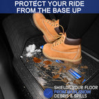 CAR PASS Rubber Floor Mats for Cars, Car Mats Full Sets DeepDish,Universal S~L Size Trim-to Fit Automotive Floor Mat for Truck Van SUV, Heavy Duty Waterproof All-Weather Floor liner Durable Black Blue