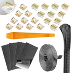 Dash Cam Installation Kit – Trim Removal Tool, 20 Strong Adhesive Cable Clips, Reusable Cable Ties, Split Sleeve & Foam Pads – Clean Car Wire Organizer