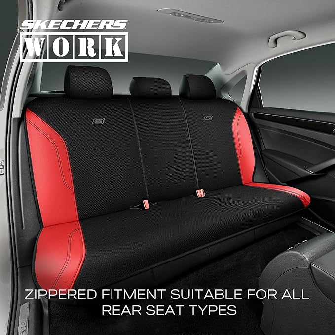 Skechers Car Seat Covers, Work Leather Seat Covers 5-Times Stronger Built-in Webbing, Oxford Fabric Seat Cover Full Sets, Air