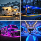 2 Pack RV Awning Lights, 40FT 12V LED Light Strip, RV Outdoor Light, Camper Lights RV Porch Light for Motorhome Travel Trailers Food Trucks, RV Underglow Light Kit(RGB)