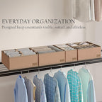 Clothes Organizer, Transform Your Drawers in Seconds - Cream Set of 6 Foldable Storage Boxes with Zipper, Durable 600D Fabric
