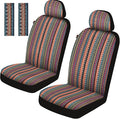 Baja Saddle Blanket Car Seat Covers Front Set, Washable Breathable Striped Woven Cloth Seat Covers for Cars, SUV, Truck, Airb
