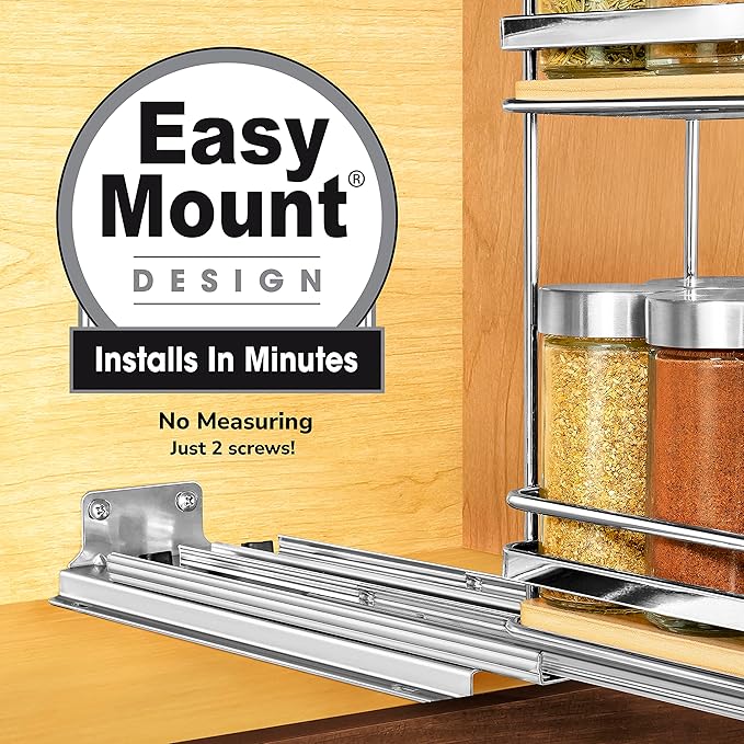LYNK PROFESSIONAL® Élite™ Pull Out Spice Organization for Cabinets - 4-3/8 inch Wide – Spice Rack for Inside Cabinets – Wood/