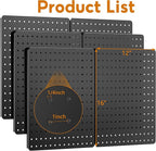 Peg Board, Heavy Duty Metal Pegboard, 6 Pack Black Peg Board Panels, 60lbs Load Capacity Each, Pegboard Wall Organizer for Ga