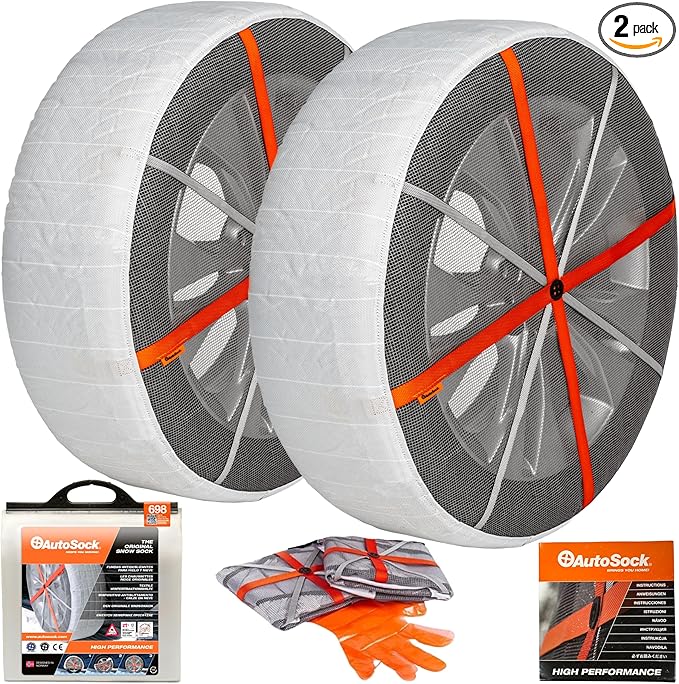 AutoSock for Passenger Vehicles HP698, Snow Socks for Tires, Pack of 2
