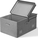 Graciadeco 75 Quarts Extra Large Decorative Storage Bins with Lids, 1 Pack Gray Collapsible Storage Bins with Lids, Stackable