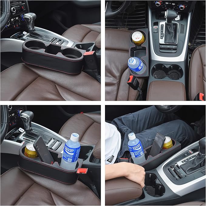 Black Multifunctional Car Cup Holder Car Seat Organizer Gap Filler Bottle Phone Storage Organizer