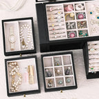 Poyilooo Jewelry Box Organizer, Solid Wood Jewelry Boxes for Women, Double Layer Jewelry Organizer Box Display Earring Neckla