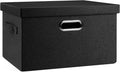 Graciadeco Medium 15" 21 Quart Collapsible Stackable Storage Bins with Lids, 1 Pack Black Foldable Fabric Closet Storage Boxe