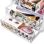 Sorbus Acrylic Makeup Organizer Set, 7-Drawer Vanity & Countertop Cosmetic Storage with Small & Wide Drawers, Diamond Makeup 