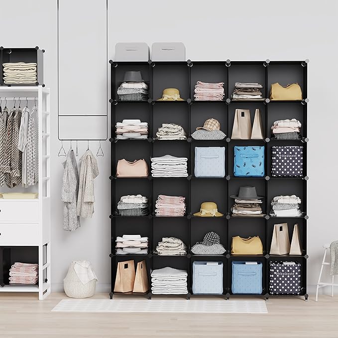 HOMIDEC Closet Organizers and Storage, 16 Cube Storage Organizer, Closet Organizer Bookshelf Cubes Shelves for Clothes, Bedro