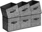 SONGMICS Storage Cubes, 11.8-Inch Non-Woven Fabric Bins with Double Handles, Set of 6, Closet Organizers for Shelves, Foldabl