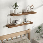 Fun Memories Rustic Wood Floating Shelves for Wall, Space-Saving Wall Mounted Shelves for Bathroom, Bedroom, Living Room and 
