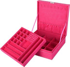 Two-Layer Jewelry Box Organizer Display Storage case with Lock (Rose)