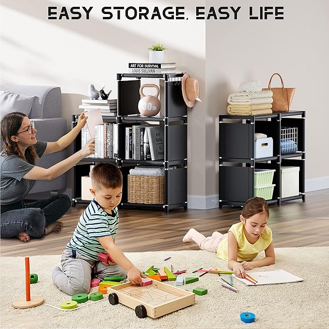 Mavivegue Bookshelf,16 Cube Storage Organizer,Book Shelf Organizer,Tall Bookcase,Black Cube Shelf Cubbies Closet Storage Shel