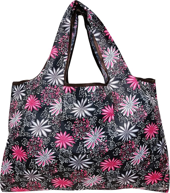 allydrew Large Foldable Tote Nylon Reusable Grocery Bags, 5 Pack
