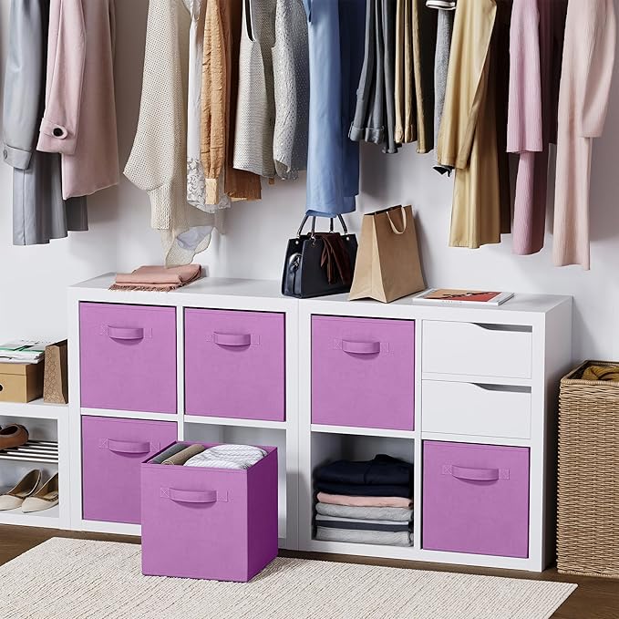 Storage Cubes Pack Of 8 - Standard Size Cube Storage Bin 10.5x10.5x11 With Dual Handles For Easy Carrying- Fabric Storage Bin