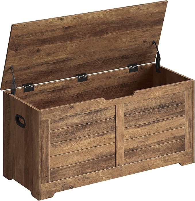 VASAGLE Storage Chest, Storage Bench with 2 Safety Hinges, Farmhouse Style, 15.7 x 39.4 x 18.1 Inches, for Entryway, Bedroom,