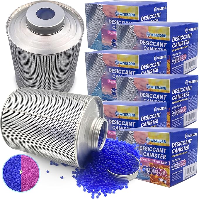 800 Gram Gun Safe Dehumidifier, 6 Pack of 1.77 LBS Rechargeable Dehumidifier Blue to Pink Silica Gel Desiccant Moisture