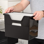 IRIS USA Large Portable Desktop File Box with Open Lid, 4 Pack, Side Handles, Hanging File Folders, Tabs & Inserts, Letter Si