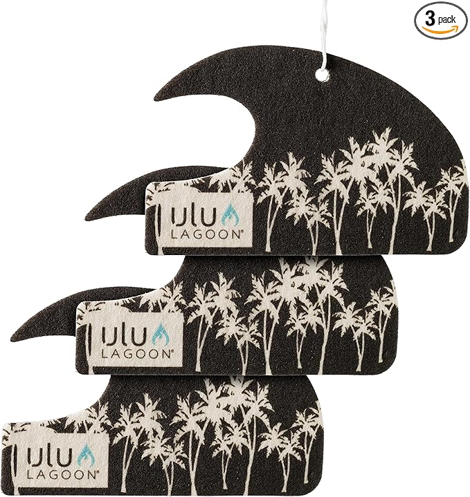 ulu Lagoon Hanging Car Air Freshener | Tropical Beach Coconut Surf Wax Scent Mini Wave | Long Lasting Car Freshener, Closet a