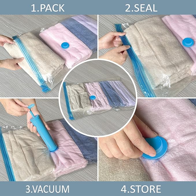 Roomimaster Vacuum Storage Bags, Vacuum Seal Space Saver Bags for Clothing, Travel Lugggage,Carry-on, Blankets, Comforters, P